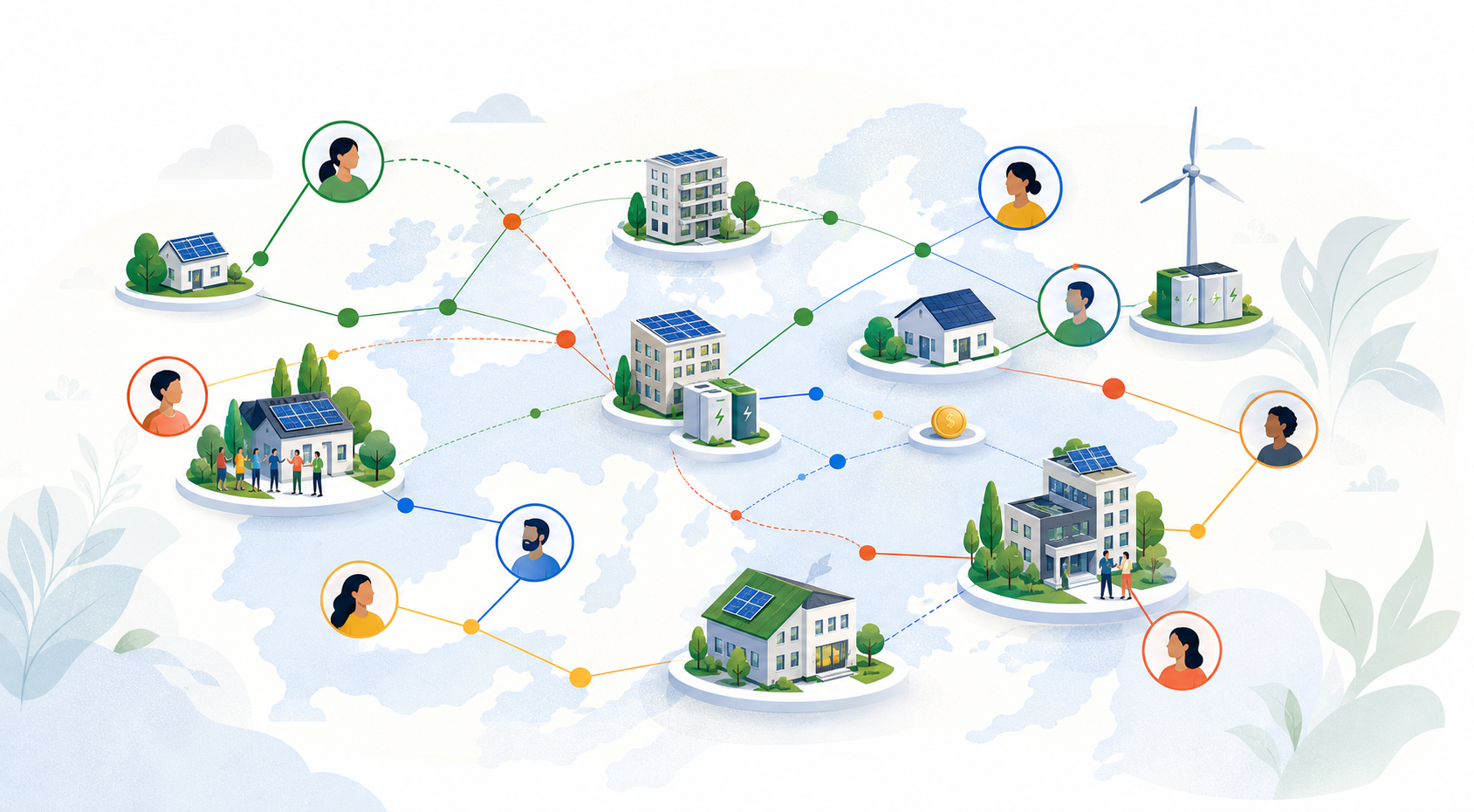 Illustration of connected renewable energy cooperative profiles